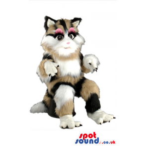 Fluffy and soft cute kitten mascot with cute looking eyes -