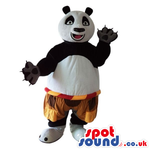 Kung Fu Panda Cartoon Character Plush Mascot In Brown Shorts -