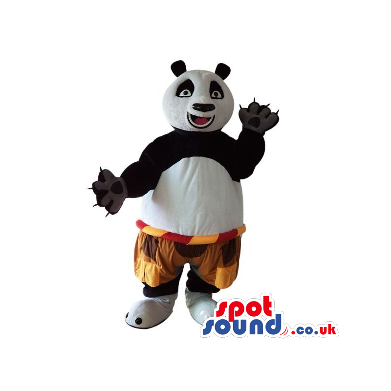 Kung Fu Panda Cartoon Character Plush Mascot In Brown Shorts -