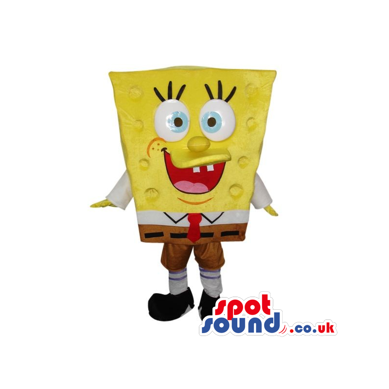 Sponge Bob Square Pants Cartoon Character Mascot With Big Eyes