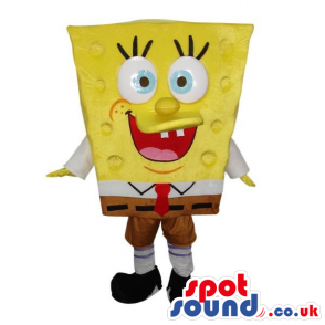 Sponge Bob Square Pants Cartoon Character Mascot With Big Eyes