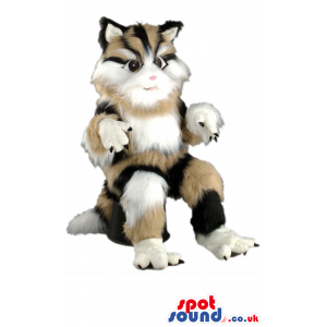 Fluffy and soft cute kitten mascot with cute looking eyes -