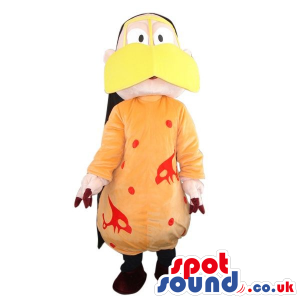 Funny Man Plush Mascot Dressed In A Duck Disguise In Orange -