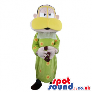 Funny Man Plush Mascot Dressed In A Duck Disguise In Green -