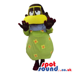 Funny Man Plush Mascot Dressed In A Black Duck Disguise -