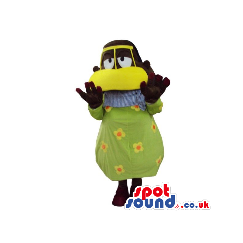 Funny Man Plush Mascot Dressed In A Black Duck Disguise -