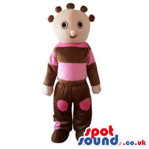 Cosmic Boy Plush Mascot Wearing Green And Pink Clothes - Custom