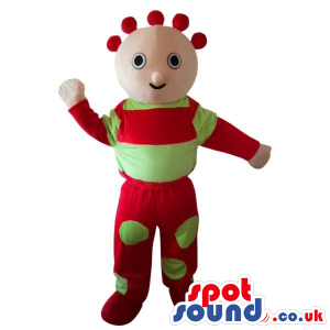 Cosmic Boy Plush Mascot Wearing Red And Green Clothes - Custom