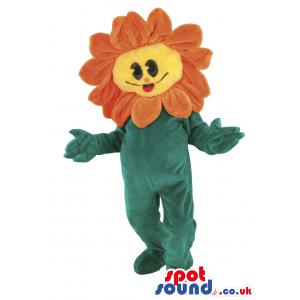 Sunflower mascot glooming on a sunny day with a mesmerizing smile