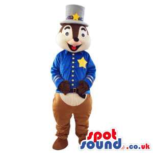 Cute Chipmunk Plush Mascot Dressed In Magician Star Clothes -