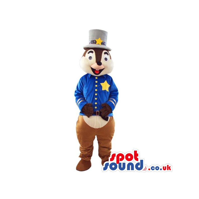 Cute Chipmunk Plush Mascot Dressed In Magician Star Clothes -