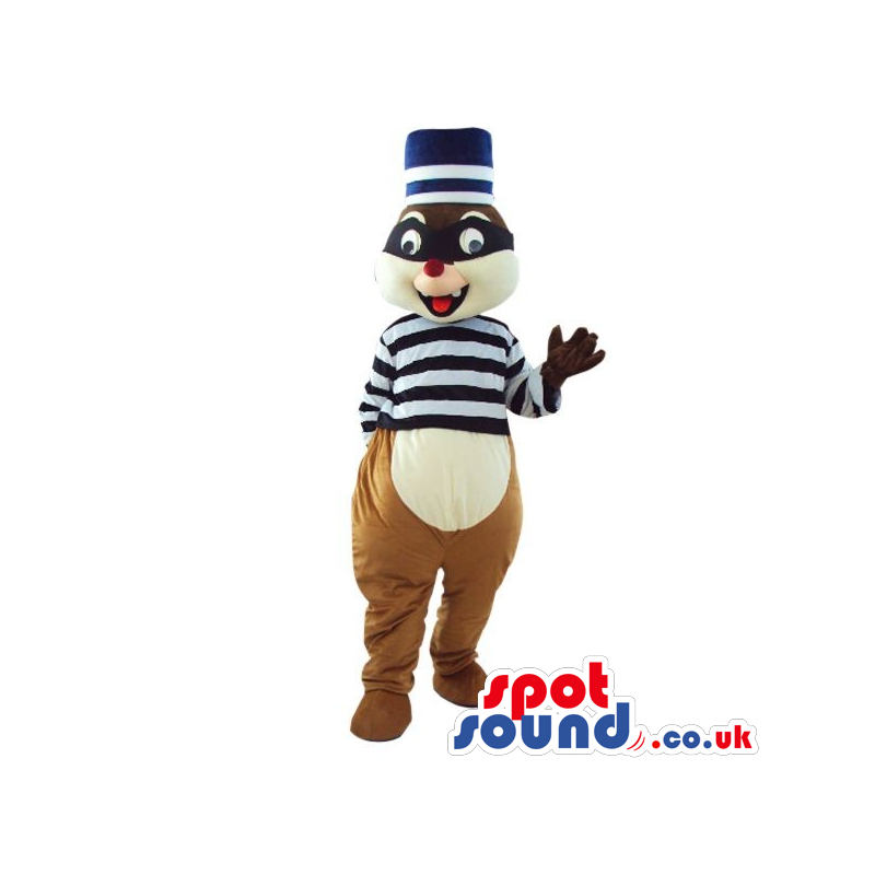 Cute Chipmunk Plush Mascot Dressed In Prisoner Clothes - Custom