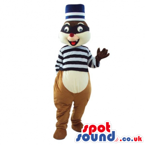 Cute Chipmunk Plush Mascot Dressed In Prisoner Clothes - Custom