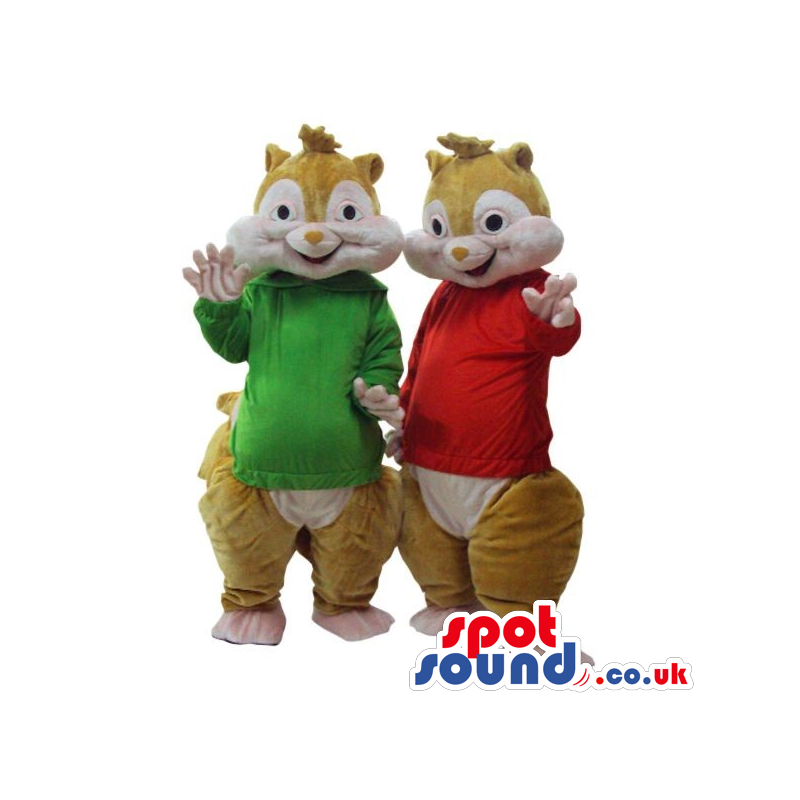 Two Cute Popular Chipmunk Cartoon Character Plush Mascots -