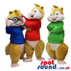 Two Cute Popular Chipmunk Cartoon Character Plush Mascots -