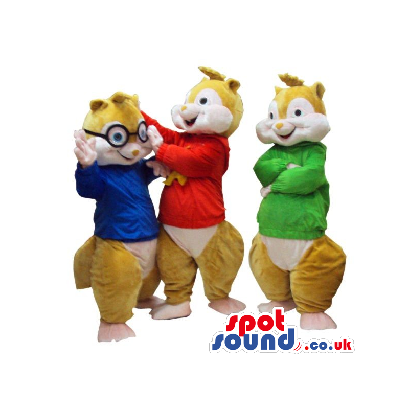 Two Cute Popular Chipmunk Cartoon Character Plush Mascots -