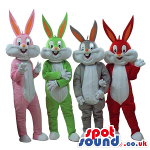 Four Bugs Bunny Alike Cartoon Character Plush Mascots