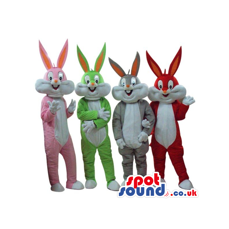 Four Bugs Bunny Alike Cartoon Character Plush Mascots - Custom