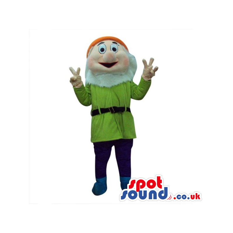 Snow White And The Seven Dwarfs Mascot In Green Clothes -