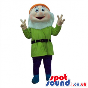 Snow White And The Seven Dwarfs Mascot In Green Clothes -