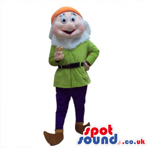 Snow White And The Seven Dwarfs Mascot In Green Clothes -