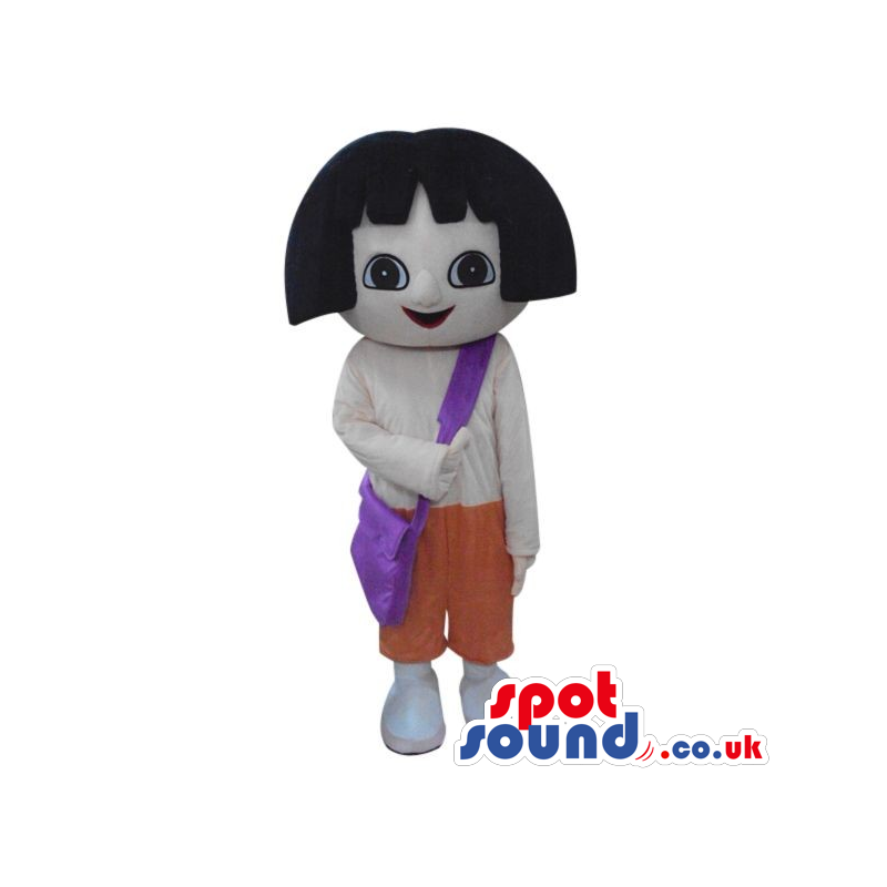 Dora The Explorer Cartoon Character Mascot In White Shirt -