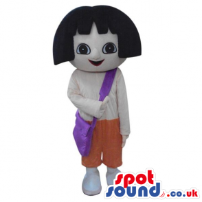 Dora The Explorer Cartoon Character Mascot In White Shirt -