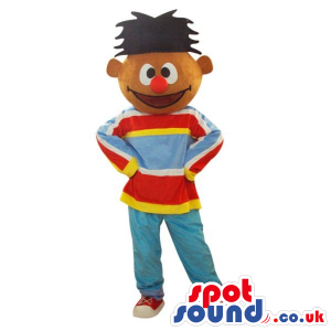 Popular Sesame Street Character Mascot In A Striped Sweater -