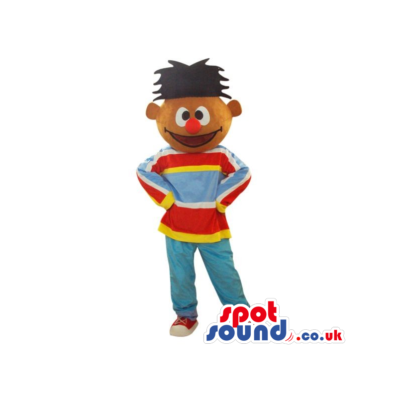 Popular Sesame Street Character Mascot In A Striped Sweater -