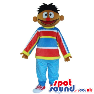 Popular Sesame Street Character Mascot In A Striped Sweater -