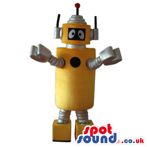 Cute Yellow And Silver Future Space Robot Plush Mascot - Custom