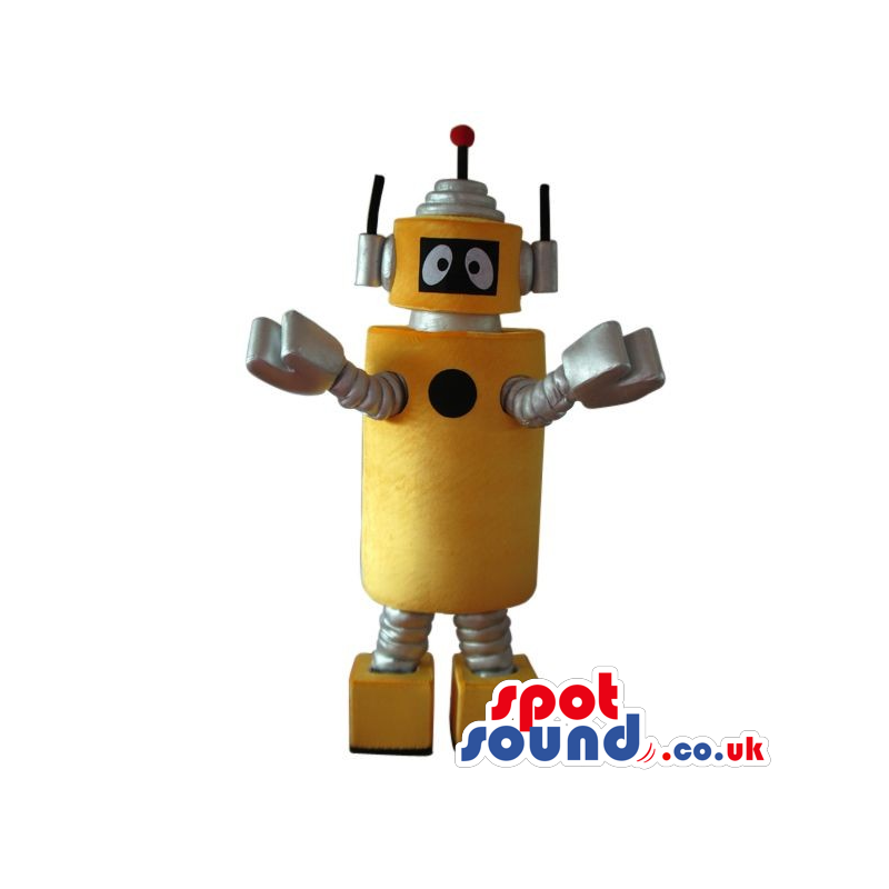 Cute Yellow And Silver Future Space Robot Plush Mascot - Custom