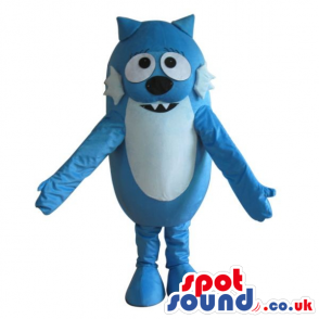 Cute Cosmic Blue Cat Plush Mascot With A White Belly - Custom