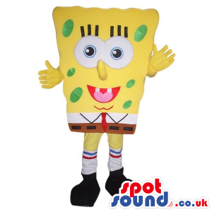 Sponge Bob Cartoon Character Mascot With Green Dots - Custom