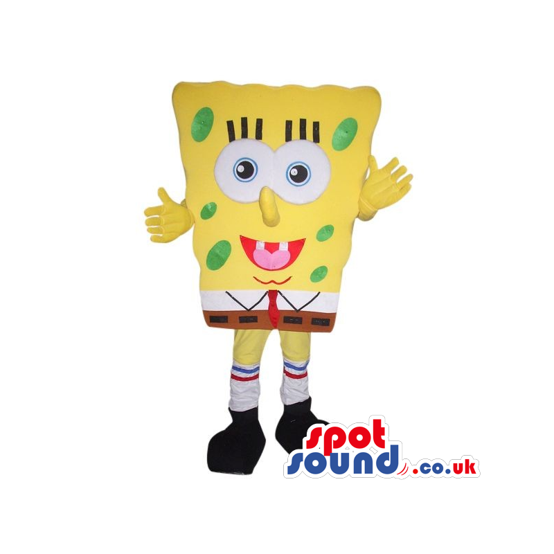 Sponge Bob Cartoon Character Mascot With Green Dots - Custom