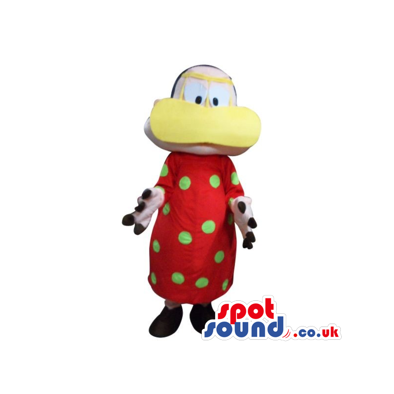 Man Plush Mascot Dressed In A Duck Disguise And Dots - Custom