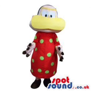 Man Plush Mascot Dressed In A Duck Disguise And Dots - Custom