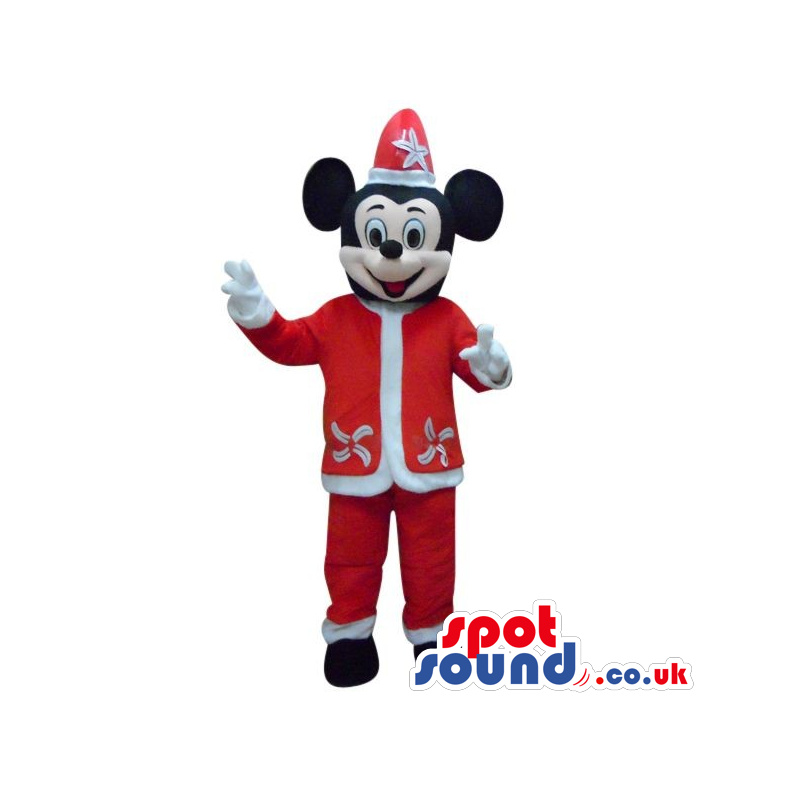 Mickey Mouse Disney Character Plush Mascot In A Santa Clothes -