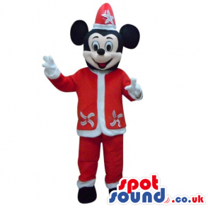 Mickey Mouse Disney Character Plush Mascot In A Santa Clothes -