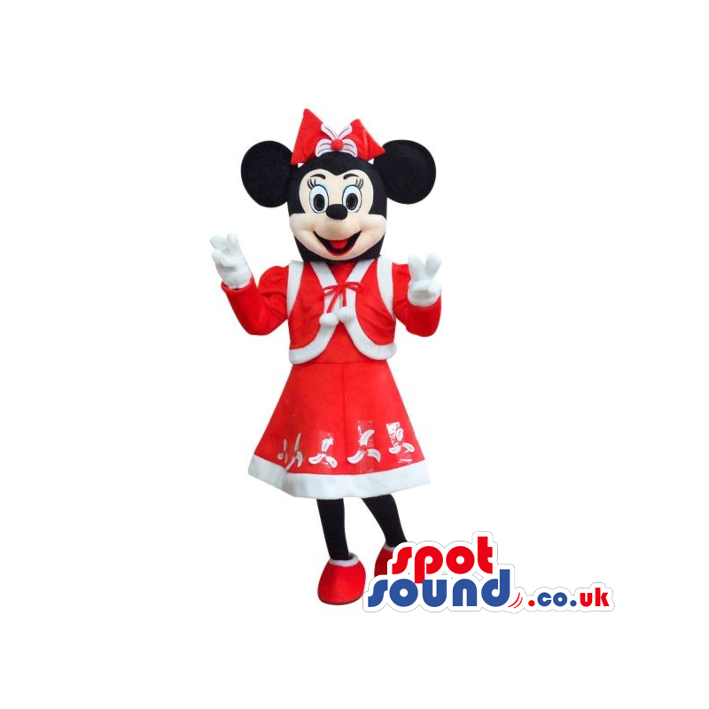 Mickey Mouse Disney Character Plush Mascot In Red Winter