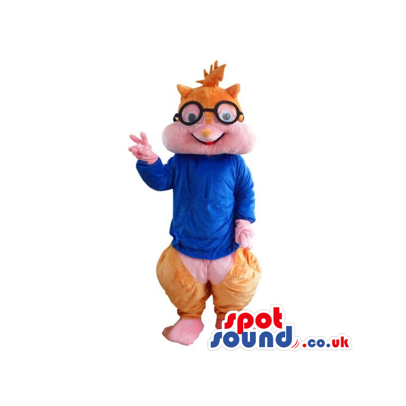 Popular Chipmunk Cartoon Character Plush Mascot In Blue -