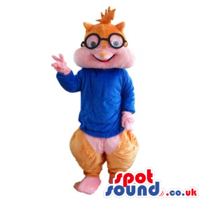 Popular Chipmunk Cartoon Character Plush Mascot In Blue -