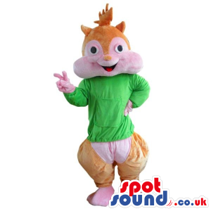 Popular Chipmunk Cartoon Character Plush Mascot In Green -