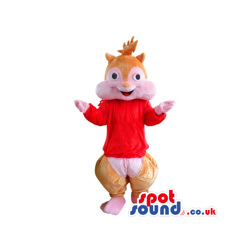 Popular Chipmunk Cartoon Character Plush Mascot In Red - Custom