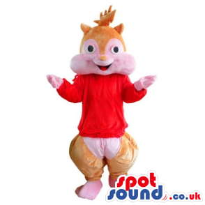 Popular Chipmunk Cartoon Character Plush Mascot In Red - Custom