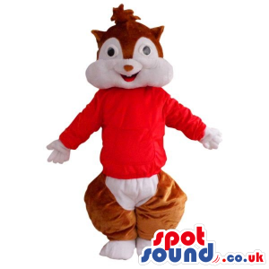 Popular Chipmunk Cartoon Character Plush Mascot In Red - Custom