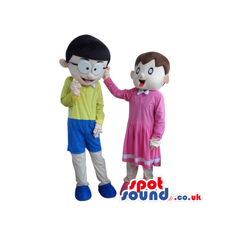Buy Mascots Costumes in UK - Doraemon Cartoon Couple Plush Mascot: Shizuka  And Nobita Sizes L (175-180CM)