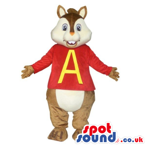 Popular Alvin Chipmunk Cartoon Character Plush Mascot In Red -