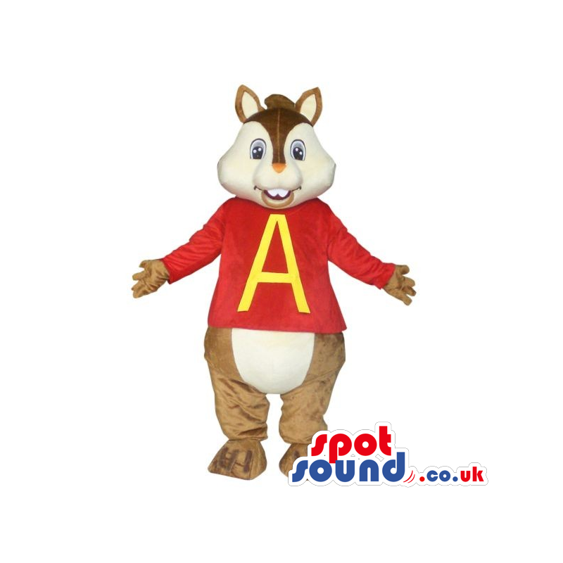 Popular Alvin Chipmunk Cartoon Character Plush Mascot In Red -