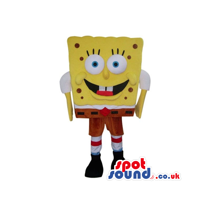 Sponge Bob Cartoon Character Mascot With Small Dots - Custom